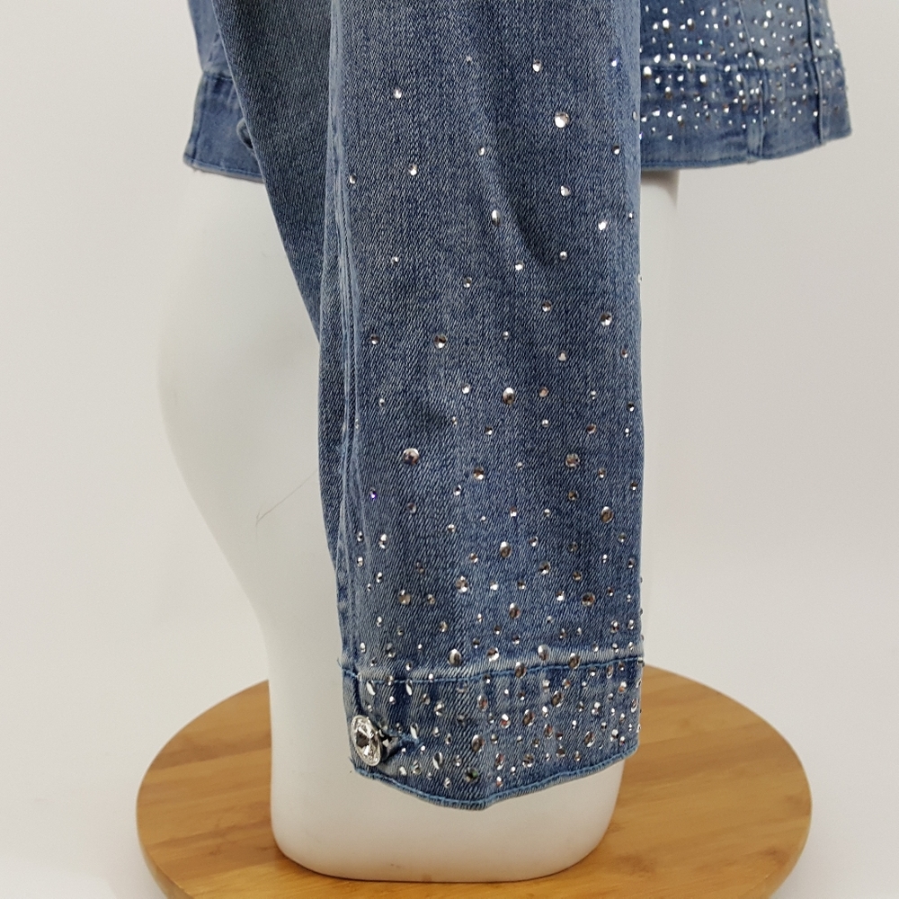 Christine Alexander Swavorski Denim Jean Jacket L - Picture 11 of 13